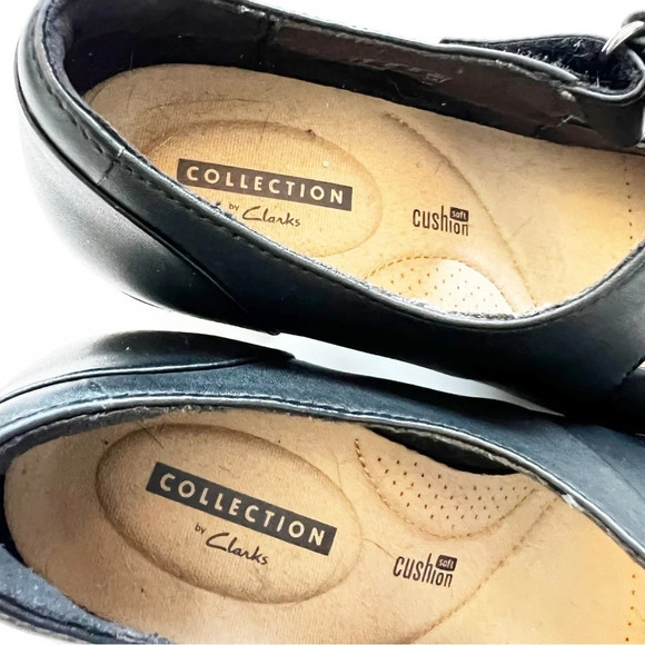 Clarks Collection Black Leather Mary Jane Heels Women’s Size 6.5 Witchy Demure - Picture 8 of 9